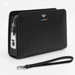 Ví Cầm Tay Nam Khóa Vân Tay Da Bò, Clutch Nam Hàng Hiệu WilliamPoLo Túi kẹp nách nam Cao Cấp WLC18 size 25.5cm — ảnh 4