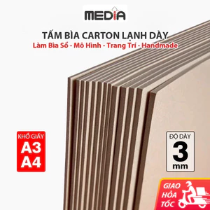 Combo 4 Tấm bìa carton lạnh Media dày 3mm bìa cứng làm mô hình trang trí giấy bồi bìa sổ tay bìa lót