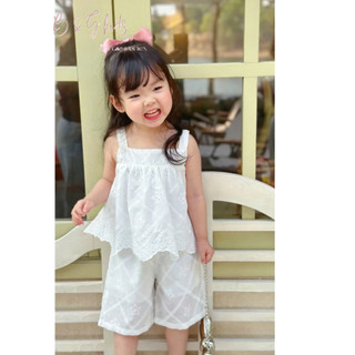 [B&G] Sét bộ thêu trắng tiểu thư sang chảnh cho bé gái từ 1-10 tuổi(10-40kg)