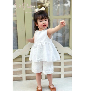 [B&G] Sét bộ thêu trắng tiểu thư mùa hè cho bé gái đi học đi chơi từ 1-10 tuổi ( 10-40kg)