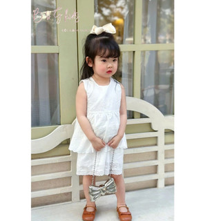 [B&G] Sét bộ thêu trắng tiểu thư mùa hè cho bé gái đi học đi chơi từ 1-10 tuổi ( 10-40kg)