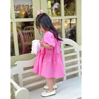[B&G] Đầm váy baby smock ngực phối bèo màu hồng+ vàng cho bé gái từ 10-40kg(1-10 tuổi)