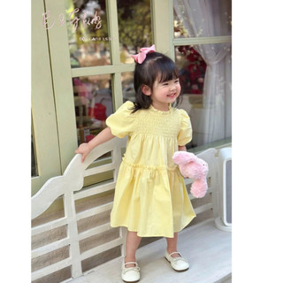 [B&G] Đầm váy baby smock ngực phối bèo màu hồng+ vàng cho bé gái từ 10-40kg(1-10 tuổi)