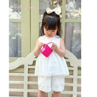 [B&G] Sét bộ thêu trắng tiểu thư mùa hè cho bé gái đi học đi chơi từ 1-10 tuổi ( 10-40kg)