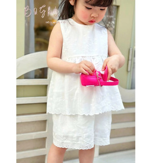 [B&G] Sét bộ thêu trắng tiểu thư mùa hè cho bé gái đi học đi chơi từ 1-10 tuổi ( 10-40kg)