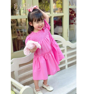 [B&G] Đầm váy baby smock ngực phối bèo màu hồng+ vàng cho bé gái từ 10-40kg(1-10 tuổi)
