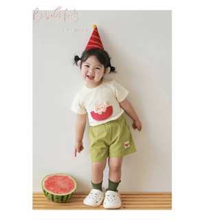 [B&G] Sét bộ áo thun dưa hấu kèm quần short xanh cho bé gái đi học đi chơi 10-40kg