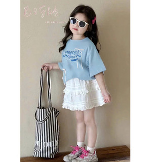 [B&G] Sét áo đính nơ kèm chân váy trắng cho bé đi học đi chơi mùa hè 12-42kg(2-12 tuổi)