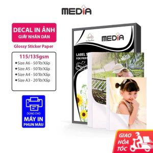 Giấy in màu nhãn dán mặt bóng A4/A5/A6 Media giấy in decal ảnh glossy sticker paper decal in hình