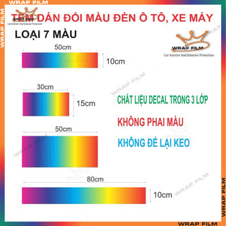 Decal bảy màu dán đổi màu đèn ô tô, xe máy - Decal cao cấp không phai màu không thấm nước