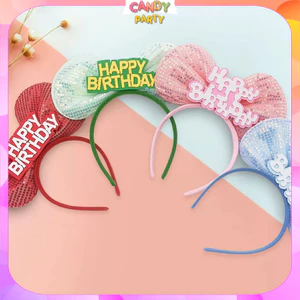 Bờm Nơ Cài Tóc Happy Birthday Phụ Kiện Trang Trí Sinh Nhật Cho Trẻ Em, Người Lớn Dễ Thương