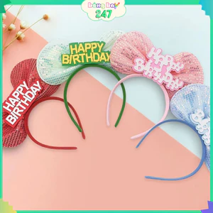 Bờm Cài Tóc Nơ Happy Birthday Trang Trí Sinh Nhật Cho Em Bé, Người Lớn Siêu Cute