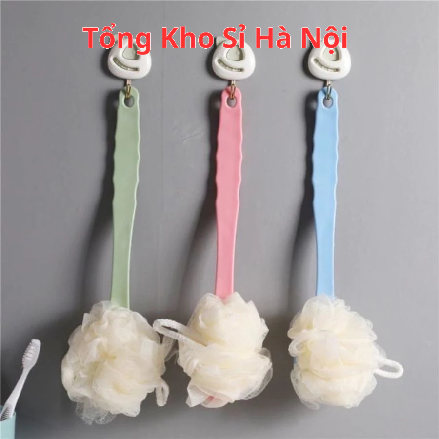 Cọ Kì Lưng 2 Đầu Bông Vải Lưới và Lông Bàn Chải, Cây Cọ Tắm 2 Đầu, Cọ Chà Lưng Vệ Sinh Cơ Thể Mềm Mại