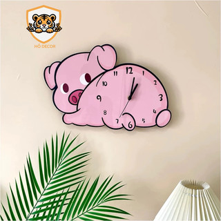 [CE] Đồng hồ dễ thương heo con trang trí đồng hồ treo tường mẫu giáo phòng khách phòng trẻ em kim trôi nhẹ