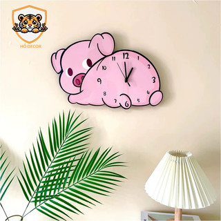 [CE] Đồng hồ dễ thương heo con trang trí đồng hồ treo tường mẫu giáo phòng khách phòng trẻ em kim trôi nhẹ