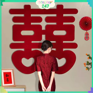 Chữ Hỷ Dạ Đỏ Decor Đám Cưới Không Kèm Keo – Trang Trí Cổng Cưới, Gia Tiên, Tân Hôn Sang Trọng & Ý Nghĩa CUOI