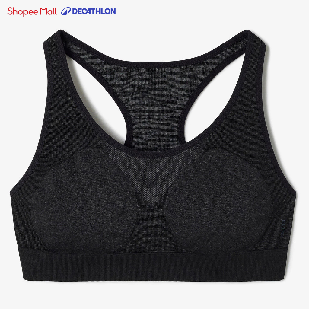 Ảnh Áo bra thể thao nâng đỡ trung bình first cho nữ đen DECATHLON kalenji mã 8772915 1