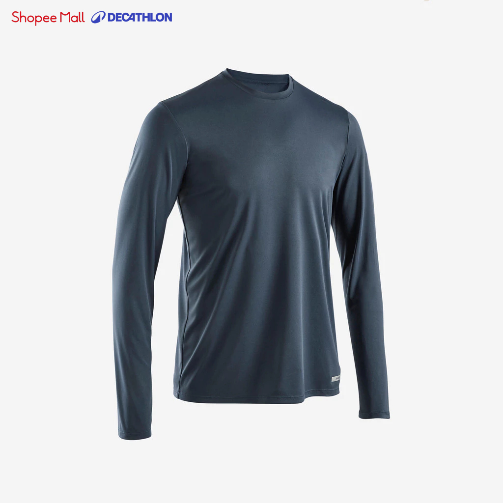 Ảnh Áo thun chạy bộ nam dài tay chống tia UV Kiprun Dry 500 UV xanh xám DECATHLON Kiprun 8817441 1