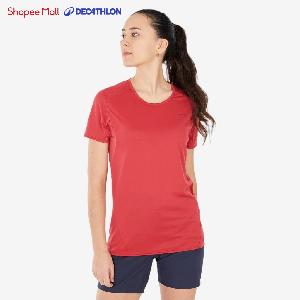 Ảnh Áo thun leo núi dã ngoại nữ mh100 hồng Decathlon QUECHUA mã 8786497 1