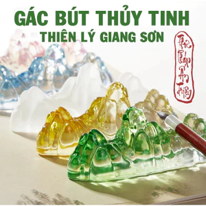 Gác Bút Thủy Tinh Lưu Ly Thiên Lí Giang Sơn - Gác Bút Chặn Giấy Thư Pháp Chất Liệu Thủy Tinh Chịu Lực