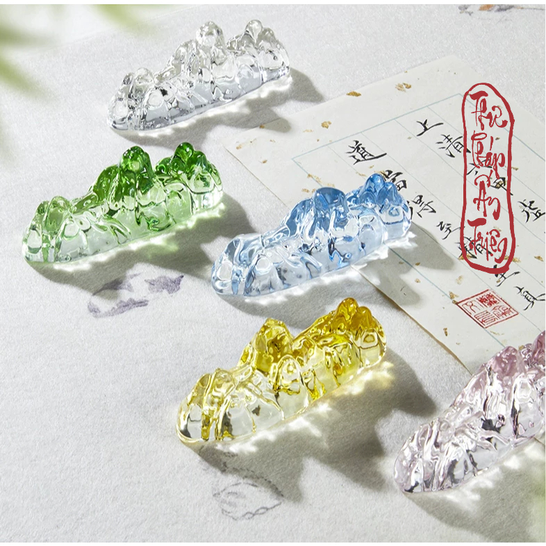 Gác Bút Thủy Tinh Lưu Ly Thiên Lí Giang Sơn - Gác Bút Chặn Giấy Thư Pháp Chất Liệu Thủy Tinh Chịu Lực