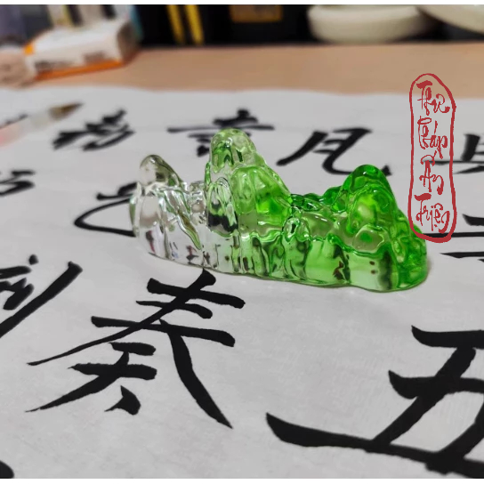 Gác Bút Thủy Tinh Lưu Ly Thiên Lí Giang Sơn - Gác Bút Chặn Giấy Thư Pháp Chất Liệu Thủy Tinh Chịu Lực