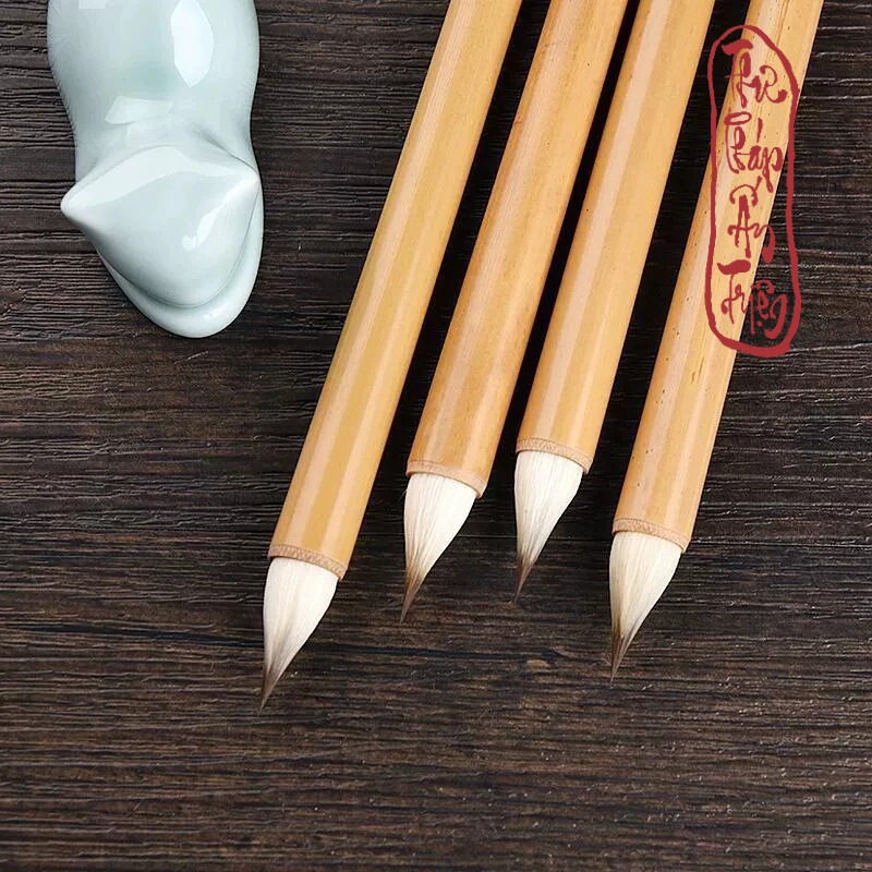 Bút Lông Thư Pháp Cổ Pháp Tấn Đường Kê - Bút Tiểu Tự Lông Gà Xuất Phong Ngắn Khẩu Kính Lớn