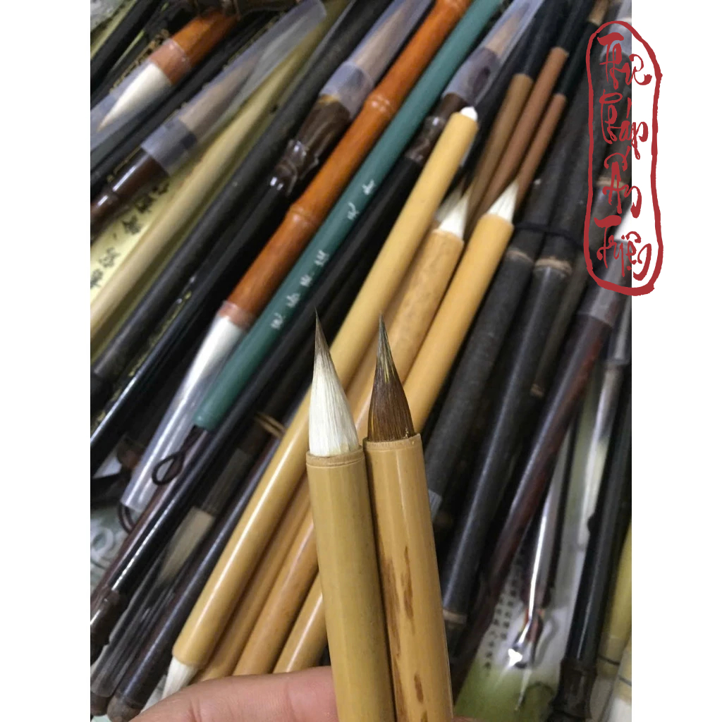 Bút Lông Thư Pháp Cổ Pháp Tấn Đường Kê - Bút Tiểu Tự Lông Gà Xuất Phong Ngắn Khẩu Kính Lớn
