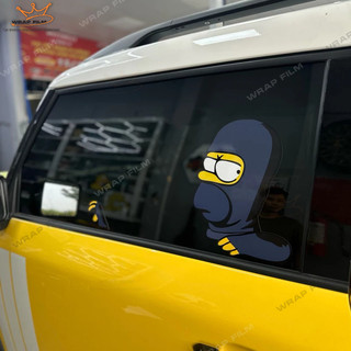 Tem dán kính xe hình Simpson lái xe vui nhộn