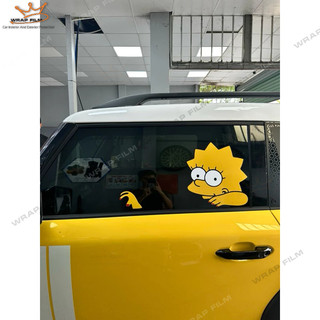 Tem dán kính xe hình Simpson lái xe vui nhộn