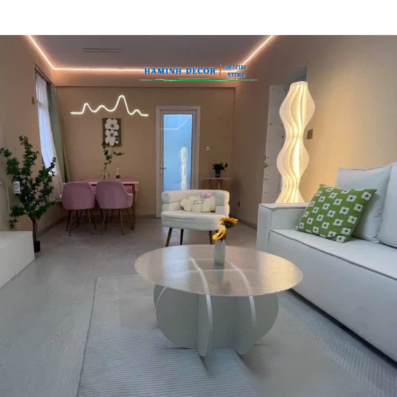 Bàn sofa trang trí phòng khách chân gỗ mặt kính phong cách châu âu gọn gàng tiết kiệm không gian - HM801