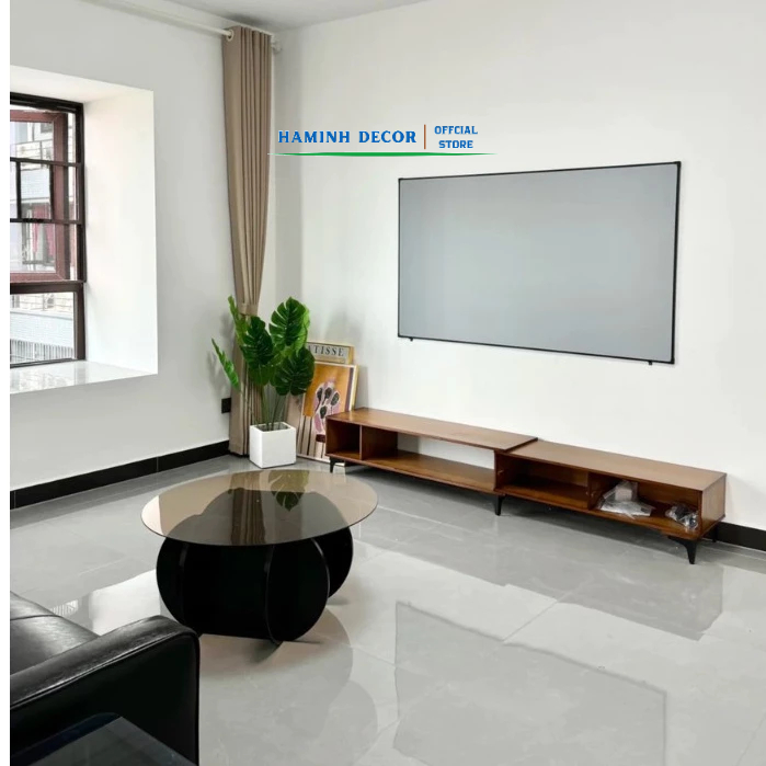Bàn sofa trang trí phòng khách chân gỗ mặt kính phong cách châu âu gọn gàng tiết kiệm không gian - HM801
