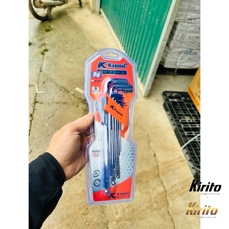 Bộ Lục Giác Bi 9 Chi Tiết Kapusi Japan S2 Cao Cấp – Lục Giác Chữ L 1.5–10mm Chống Trượt, Chính Hãng