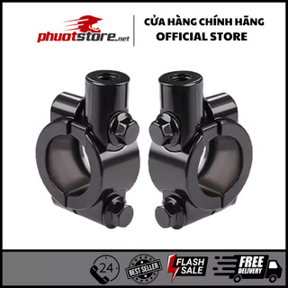 Cùm bắt chân gương xe máy, chân gương cnc loại 8mm 10mm cho ghi đông 22mm