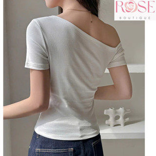 Áo Kiểu Nữ Xẻ Lệch Vai Cổ Trễ Cộc Ngắn Tay Co Giãn Fit Body Form Ôm Chất Vải Thun Cotton WAK001