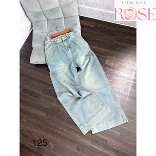 Quần Dài Jeans Nữ Ống Rộng Siêu To Suông Trơn Basic Wash Khói Chất Vải Denim Bò Jean WQJ008