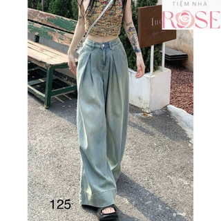 Quần Dài Jeans Nữ Ống Rộng Siêu To Suông Trơn Basic Wash Khói Chất Vải Denim Bò Jean WQJ008