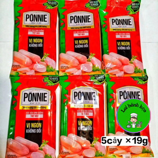 [Combo 1-2-3-5 Bịch] Xút Xích Heo PONNIE, KL: 95g (5 Cây ×19g)