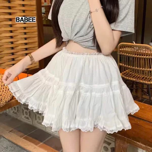 Chân Váy Nữ BABEE Kiểu Ngắn Dáng Xòe Phối Ren CÓ LÓT TRONG Lưng Thun Dễ Thương Xinh Xắn