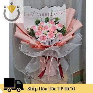 Bó hoa hồng len 10 bông valentine, hỏa tốc HCM