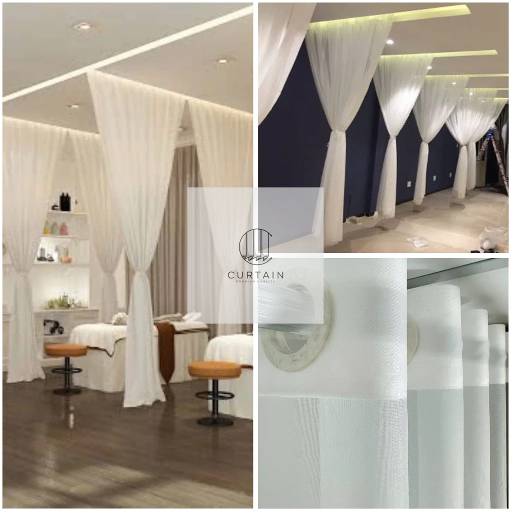 Rèm spa ngăn phòng Loại 1 size lớn hơn 3m, rèm voan trắng xám đa dạng ...
