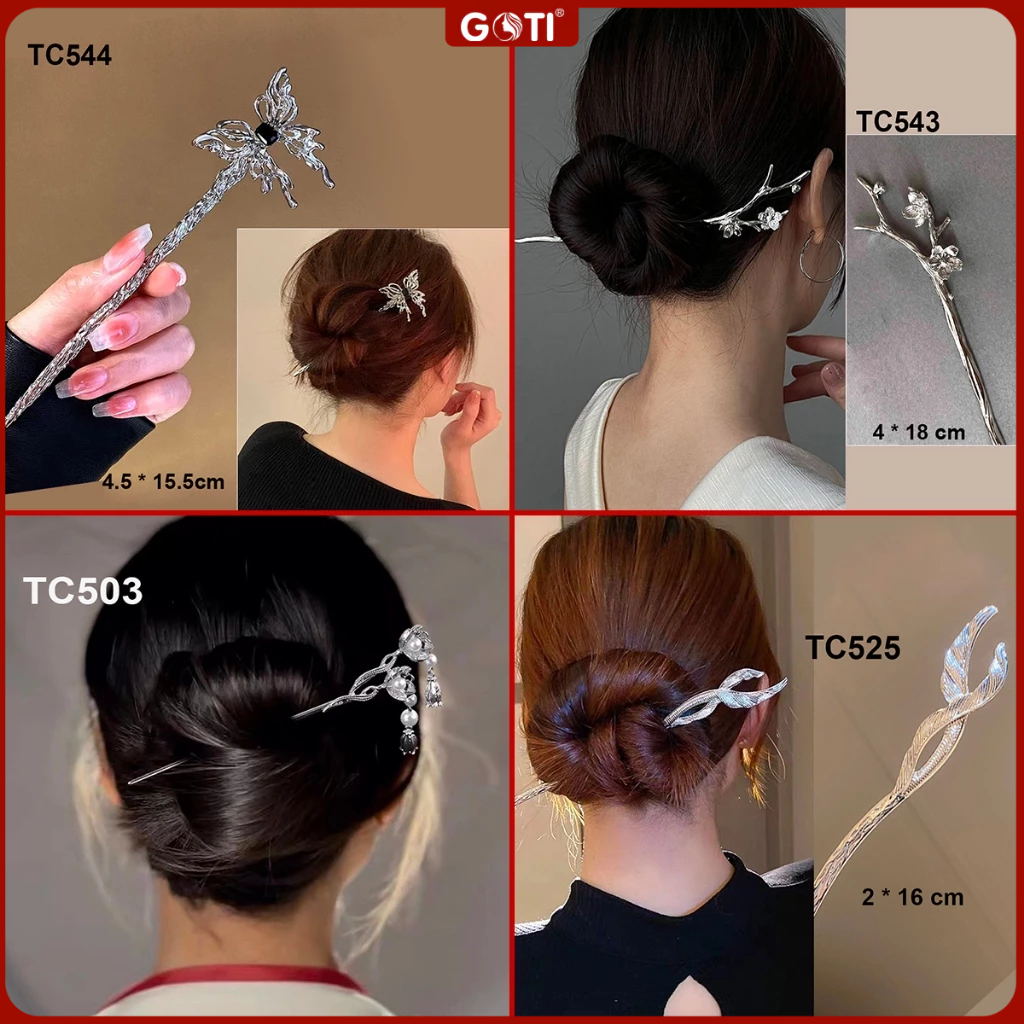 Ảnh GOTI – Trâm Cài Tóc Gọng Kim Loại Trắng Bạc Đơn Giản Thanh Lịch Làm Quà Tặng Cho Nữ TC543 1