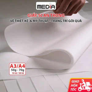 Giấy scan A4 mỏng 50g Media Giấy can trong A4 mỹ thuật trơn Giấy vẽ scan tracing paper giấy gói hoa