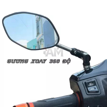 Gương Chiếu Hậu chân xoay 360 Full Nhôm Tặng Kèm nối 2cm - Hàng đẹp, chắc chắn
