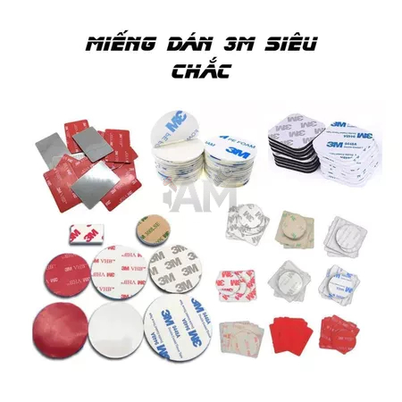 Combo 10 Miếng dán 3M với 2 mặt siêu dính, dày 2mm- Gắn giá đỡ điện thoại, camera hành trình, đồ gia dụng