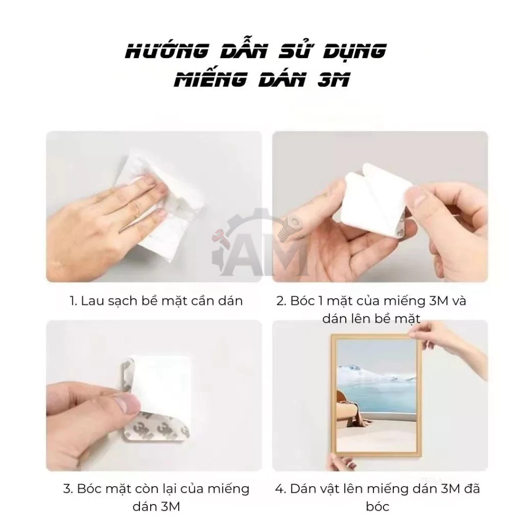 Combo 10 Miếng dán 3M với 2 mặt siêu dính, dày 2mm- Gắn giá đỡ điện thoại, camera hành trình, đồ gia dụng