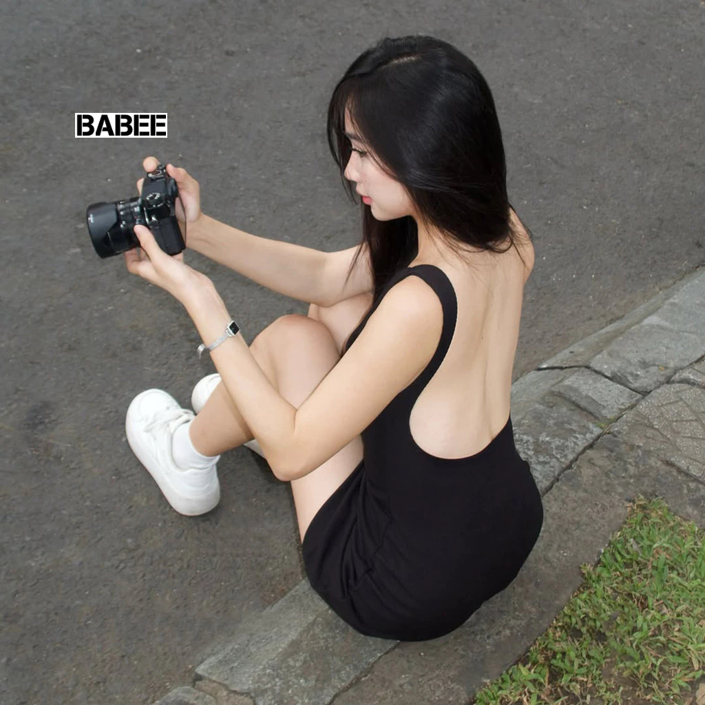 Đầm Nữ BABEE Cổ Tròn Dáng Ngắn Form Chữ A Không Lót Kiểu Hở Lưng Gợi Cảm Trẻ Trung Năng Động