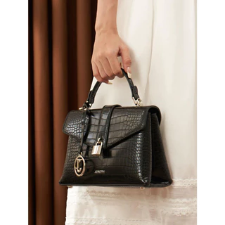 Túi xách tay nắp gập vân cá sấu Croc Satchel SABLANCA HB0004