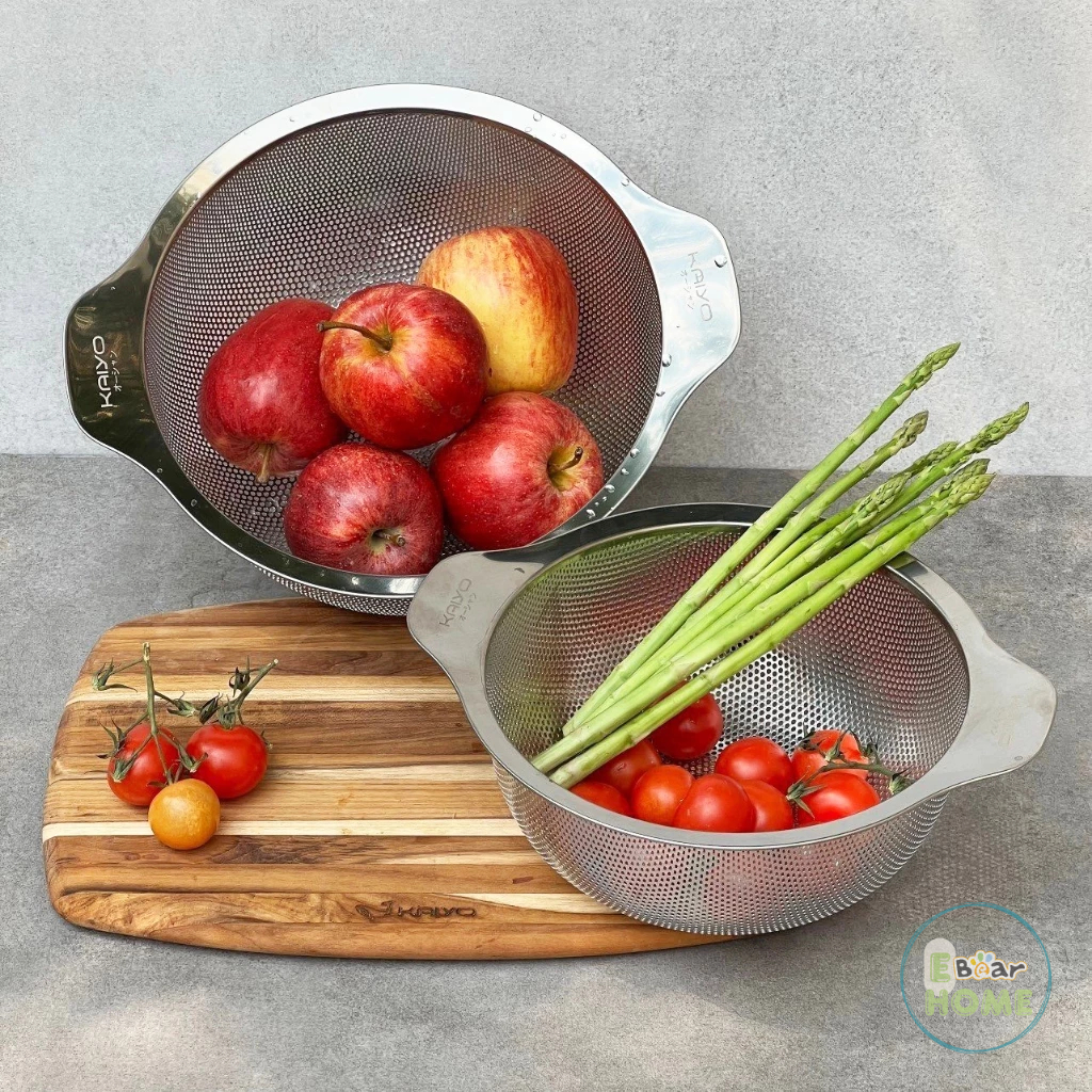 [KAIYO] Bộ thau trộn kèm rổ lưới inox dày dặn Kaiyo, size 20cm và 24cm
