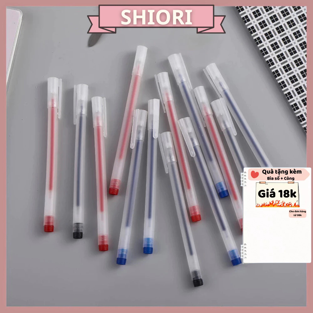 Bút gel màu xanh đỏ đen, bút bi văn phòng ngòi viết 0.5mm đều nét chữ ...